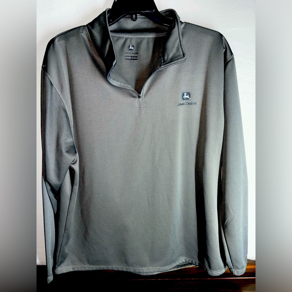 John Deere Western Shirt Mens Performance L/S Zip XL Charcoal 14311756